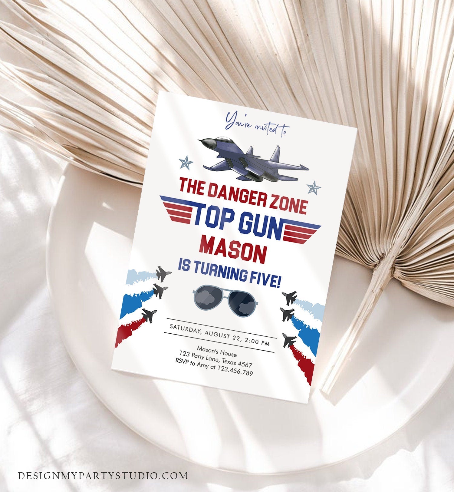 Editable Fighter Pilot Birthday Invitation Fighter Jet Pilot Invitation Boy Military Jet Instant Download Printable Corjl Template 0469
