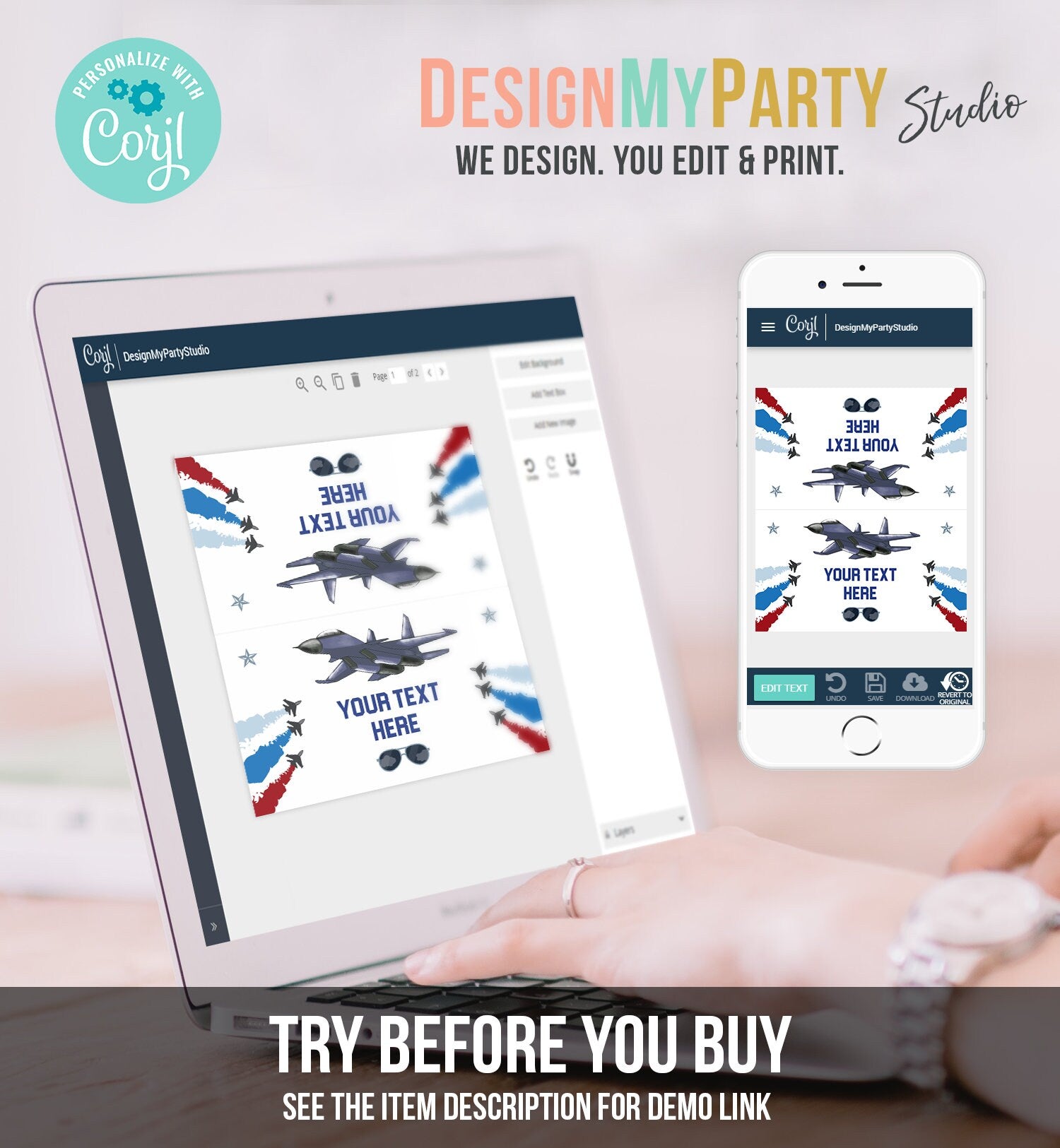 Editable Airplane Food Labels Fighter Pilot Birthday Party Place Card Tent Card Top one Boy Aircraft Military Jet Corjl Template 0469