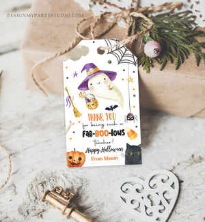 Editable Halloween Favor Tags Ghost Gift Tags Fab-BOO-lous Teacher Appreciation Cute Ghost Treat Tag Download Printable Template Corjl 0261