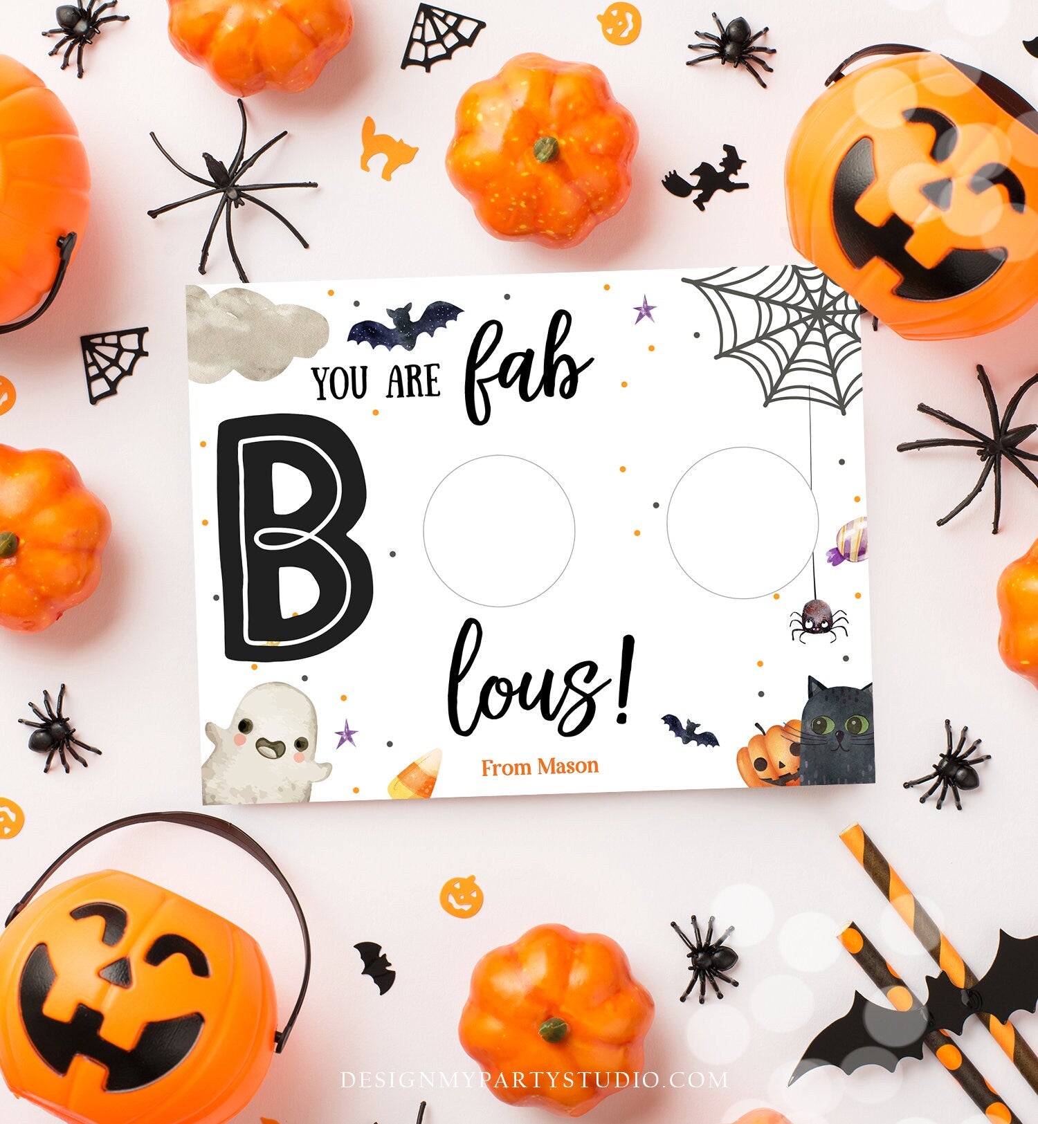 Editable Halloween Play-Doh Favor Card Halloween Gift Tag Trick Or Treat Halloween School Treat BOO Download Printable Template Corjl 0261