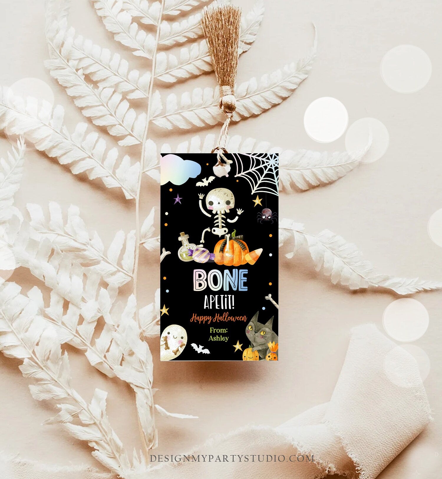 Editable Halloween Gift Tag Skeleton Gift Tags Trick Or Treat Halloween Cookie Tag School Treat Tag Download Printable Template Corjl 0261
