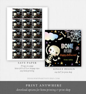Editable Halloween Gift Tag Skeleton Sticker Trick Or Treat Halloween Cookie Tag School Treat Tag Download Printable Template Corjl 0261