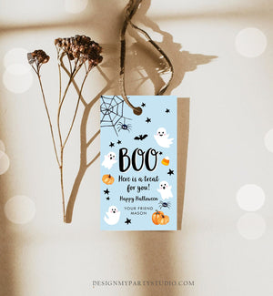 Editable Halloween Favor Tags Boo Gift Tags Costume Party Trick Or Treat Boy Blue Birthday Party Download Printable Template Corjl 0418