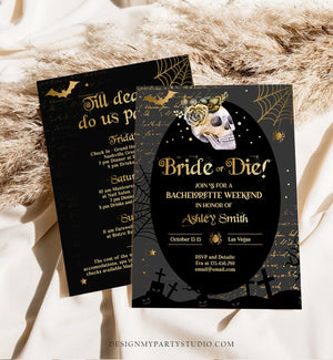 Editable Bachelorette Bride or Die Itinerary Invitation Halloween Bachelorette Weekend Evite Till Death Do Us Party Download Corjl 0472 0009