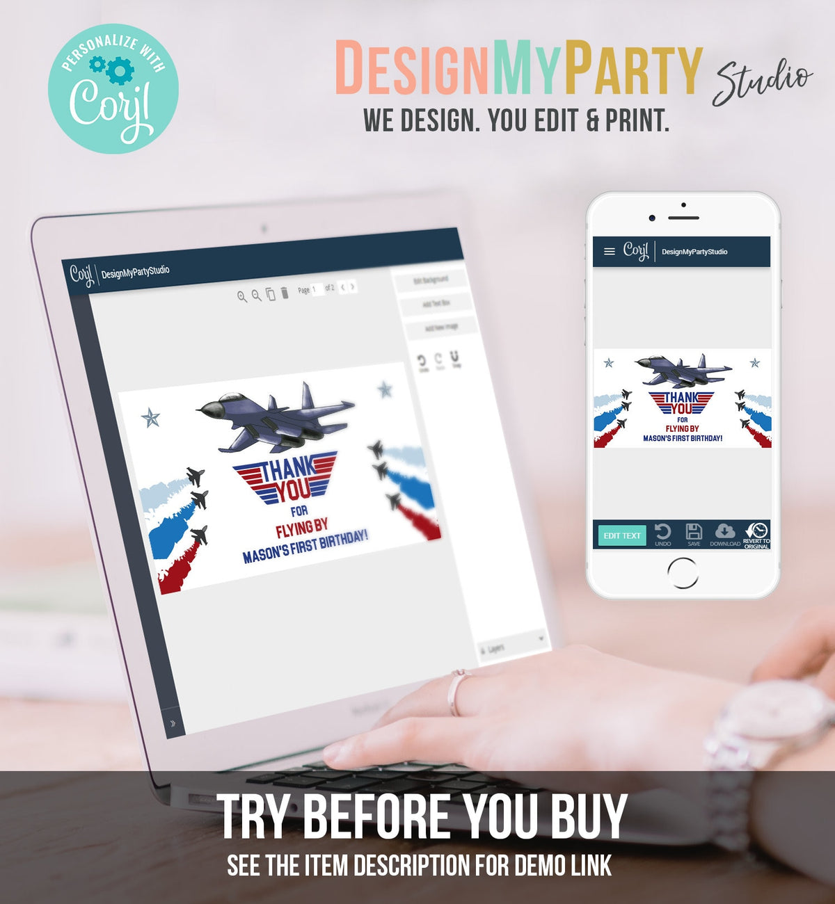 Editable Fighter Pilot Gable Box Favor Flying Ace Aviator Birthday Favor Box Label Boy You can be my Wingman Download Printable Corjl 0469