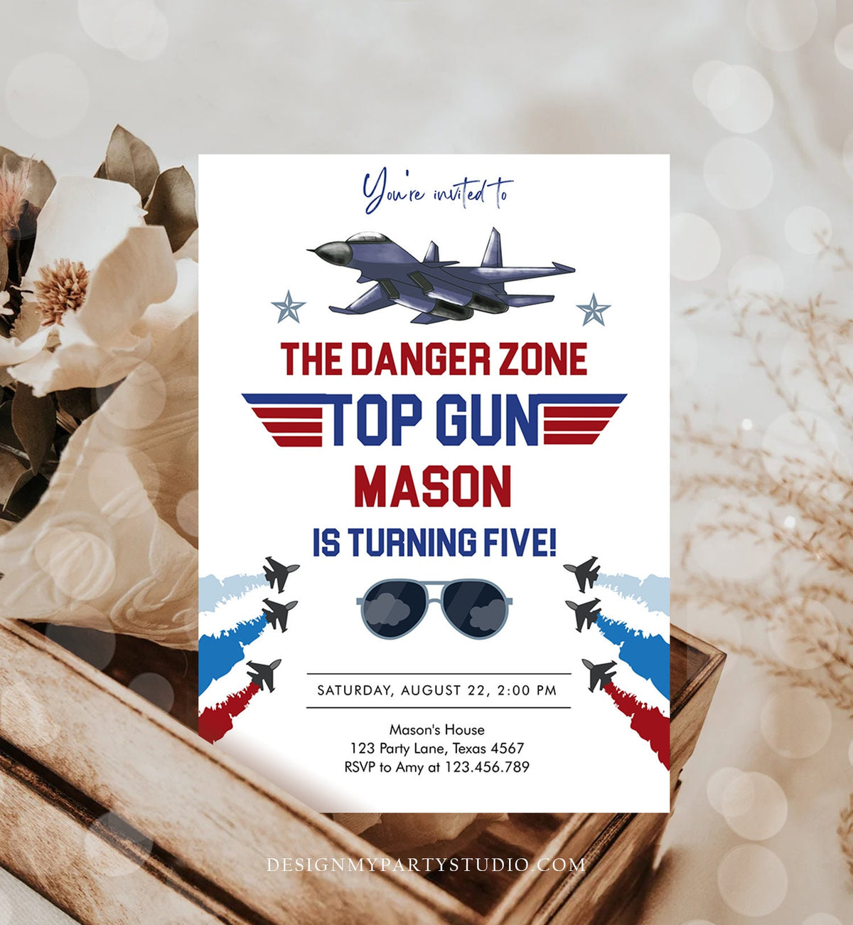 Editable Fighter Pilot Birthday Invitation Fighter Jet Pilot Invitation Boy Military Jet Instant Download Printable Corjl Template 0469