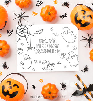 Editable Halloween Coloring Page Halloween Birthday Party Activity Game Kids Spooktacular Boo Ghost Download PRINTABLE Corjl 0009 0418