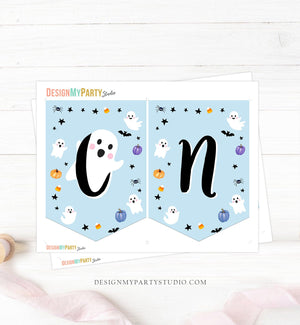 Halloween High Chair Banner Boy 1st First Birthday Ghost Spooky ONE Spooktacular Party Decor Halloween Party Blue PRINTABLE Digital 0418
