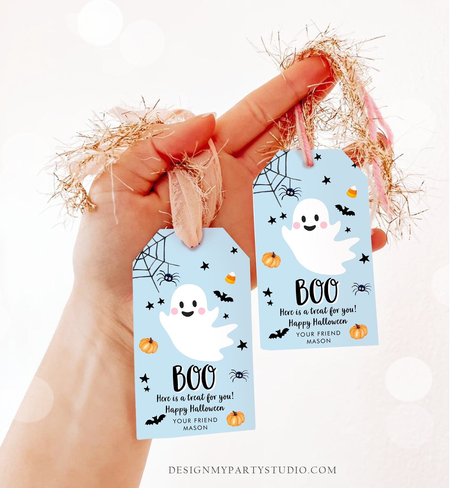 Editable Halloween Favor Tag Boo Gift Tag Costume Party Trick Or Treat Boy Blue Birthday Party Download Printable Template Corjl 0418 0261
