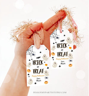 Editable Halloween Birthday Thank You Favor Tags Costume Party Trick or Treat Spooktacular Ghost Download Printable Template Corjl 0418