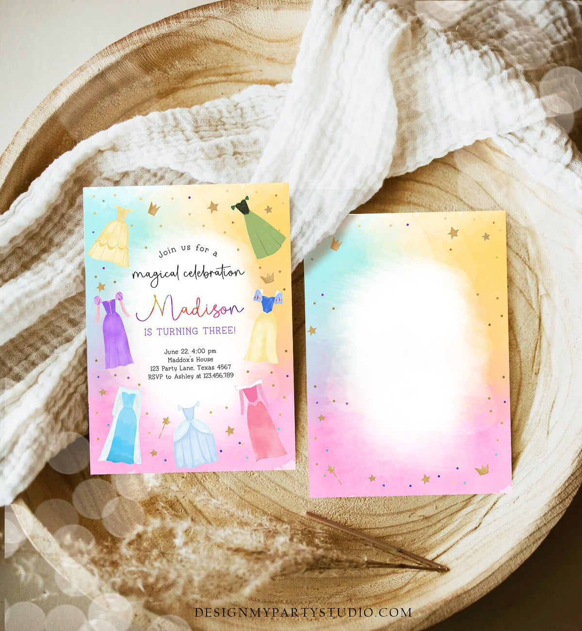 Editable Princess Birthday Invitation Once Upon a Time Princess Royal Birthday Girl Pink Magical Celebration Template Corjl Printable 0485