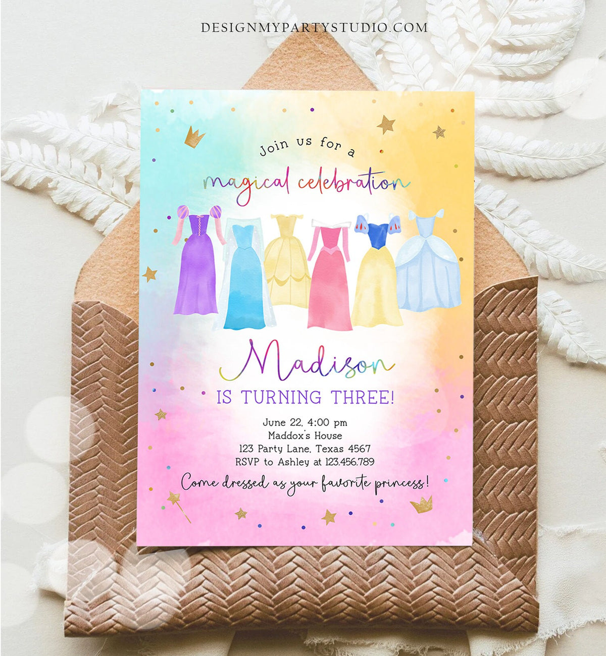 Editable Princess Birthday Invitation Once Upon a Time Princess Royal Birthday Girl Pink Magical Celebration Template Corjl Printable 0485