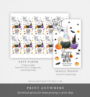 Editable Happy Halloween Gift Tags Trick Or Treat Favor Tags Ghost Treat Tag Personalized Download Printable Template Corjl 0261 0480 0009