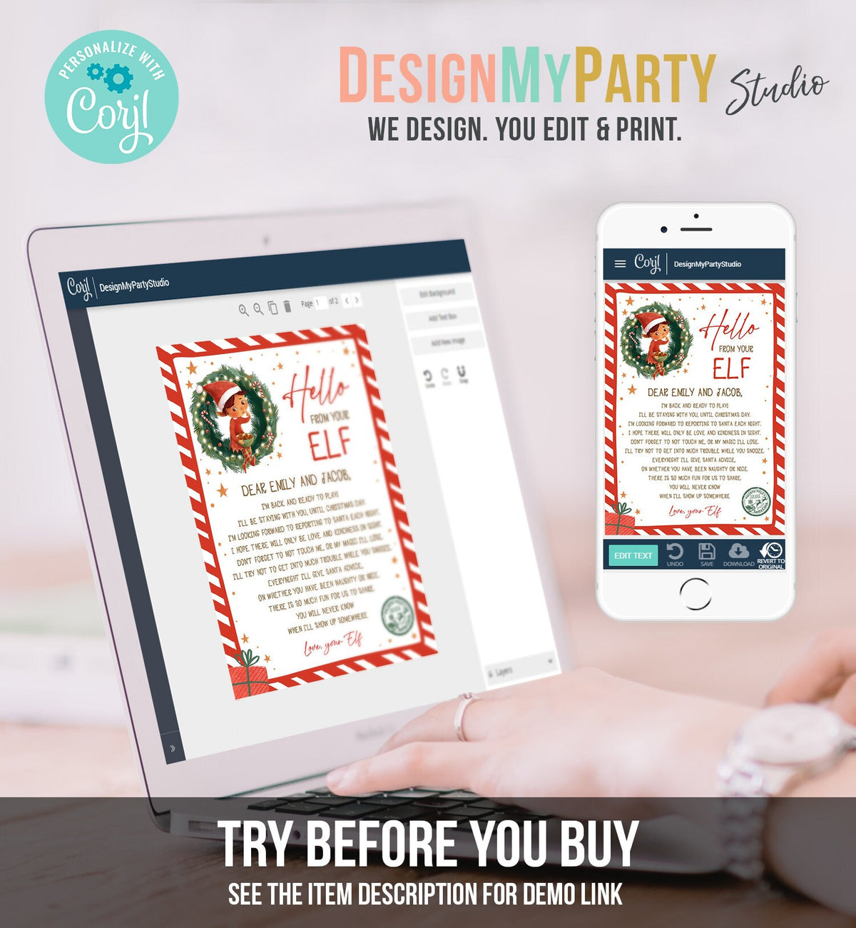 Editable Elf Arrival Letter Return Letter Christmas Elf I&#39;m Back Elf Welcome Christmas Hello Letter From Your Elf Printable Template 0481