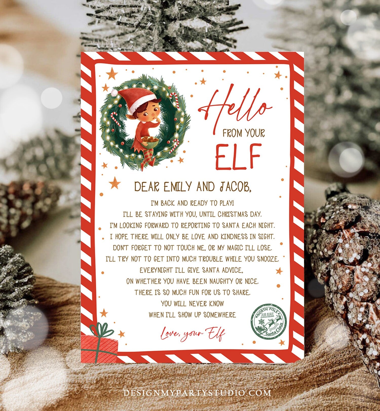 Editable Elf Arrival Letter Return Letter Christmas Elf I'm Back Elf Welcome Christmas Hello Letter From Your Elf Printable Template 0481
