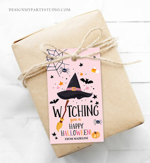 Editable Halloween Favor Tags Witching You a Happy Halloween Trick Or Treat Favor Tags Birthday Party Download Printable Template Corjl 0261