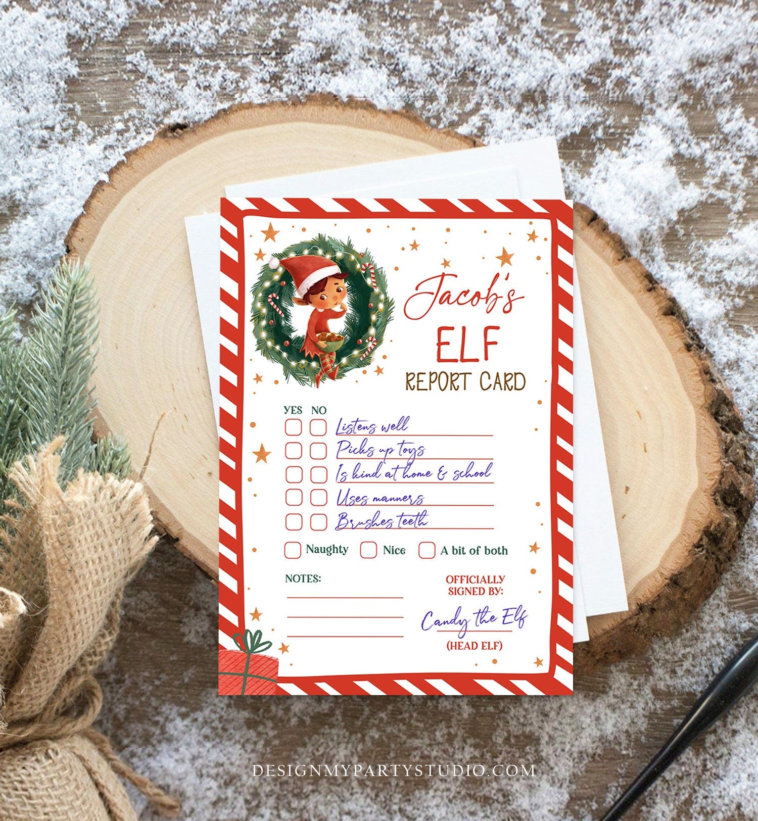 Editable Elf Report Card Personalized Elf Letter Christmas Elf Letter From Your Elf Report Card Santa Claus Decor Printable Template 0481