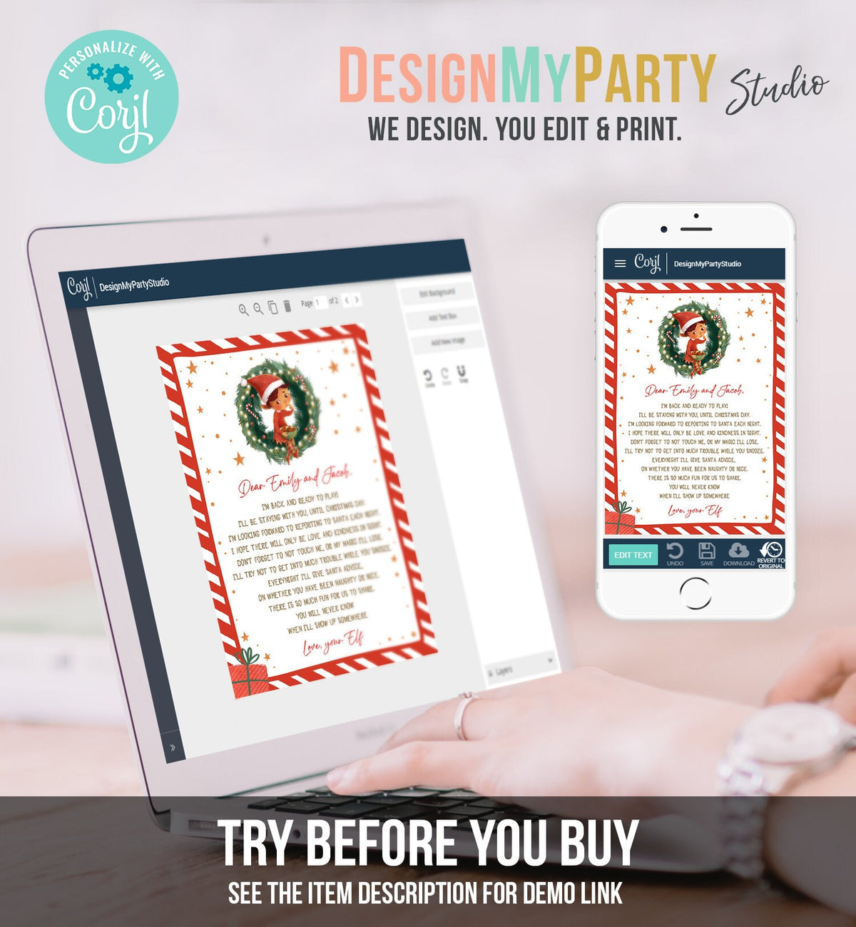 Editable Greetings Elf Arrival Letter Return Letter Christmas Elf I&#39;m Back Elf Welcome Hello Letter From Your Elf Printable Template 0481