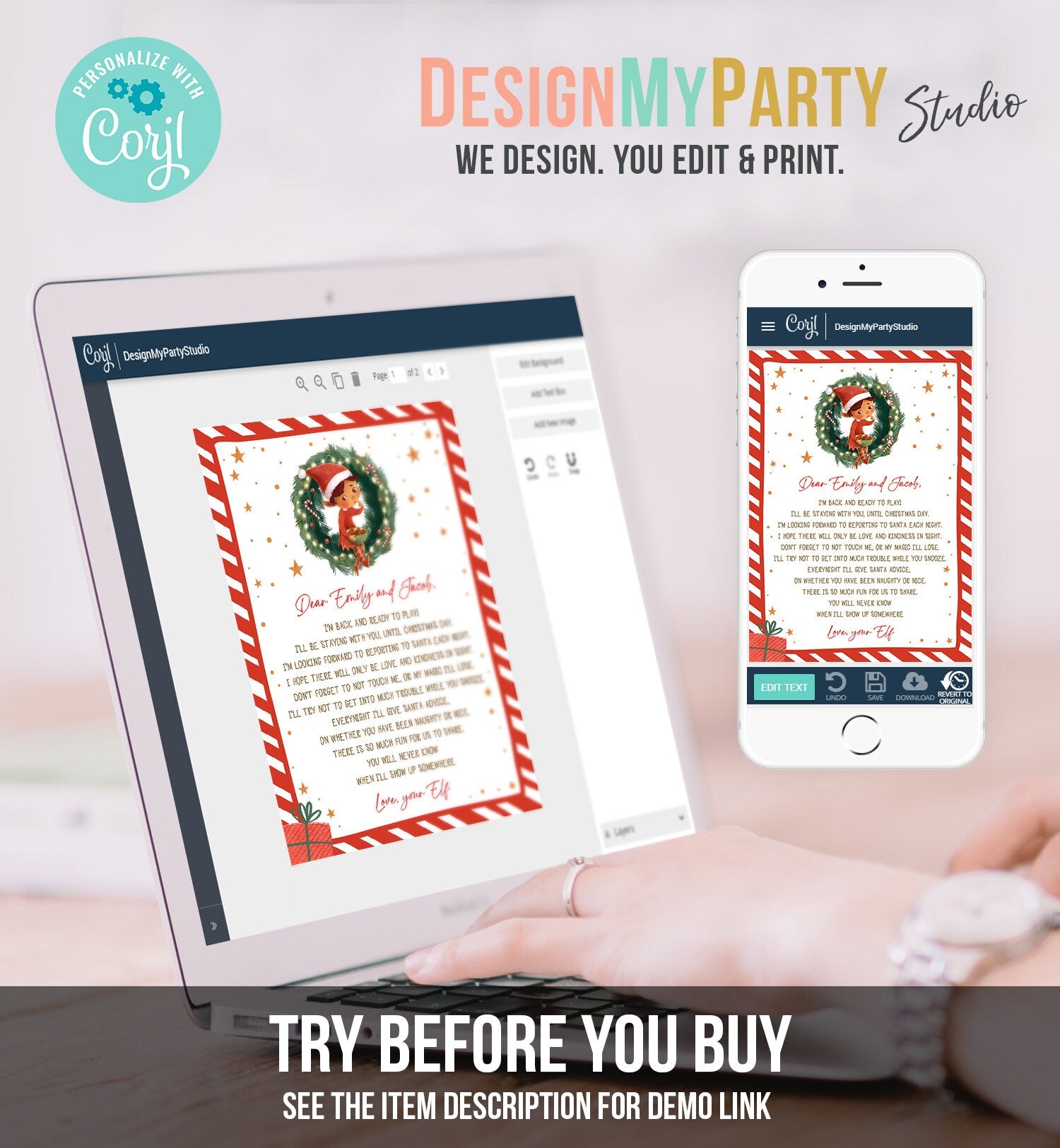 Editable Greetings Elf Arrival Letter Return Letter Christmas Elf I'm Back Elf Welcome Hello Letter From Your Elf Printable Template 0481