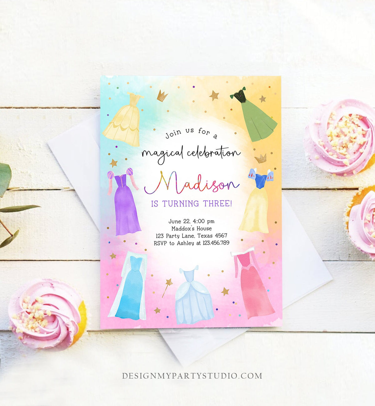 Editable Princess Birthday Invitation Once Upon a Time Princess Royal Birthday Girl Pink Magical Celebration Template Corjl Printable 0485
