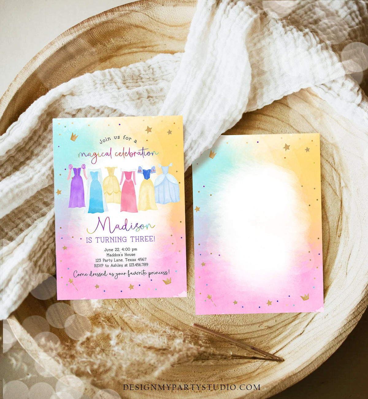 Editable Princess Birthday Invitation Once Upon a Time Princess Royal Birthday Girl Pink Magical Celebration Template Corjl Printable 0485