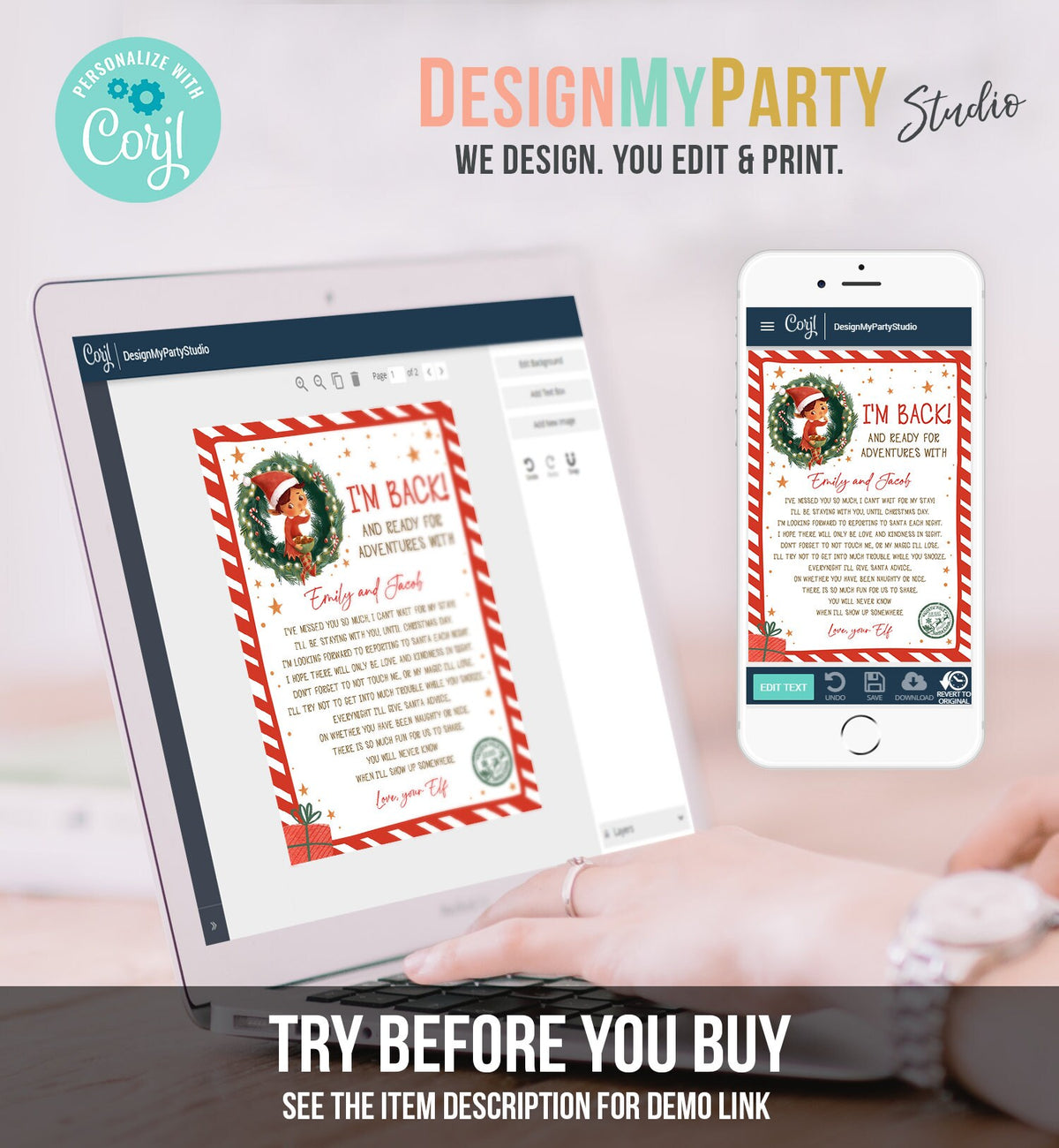 Editable Elf Arrival Letter Return Letter Christmas Elf I&#39;m Back Elf Welcome Christmas Elf Letter From Your Elf Printable Template 0481