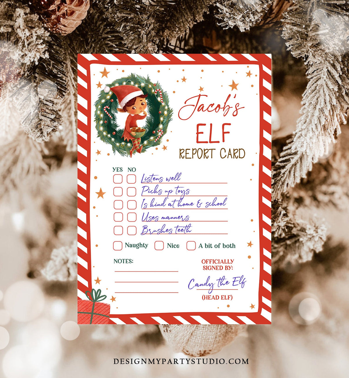 Editable Elf Report Card Personalized Elf Letter Christmas Elf Letter From Your Elf Report Card Santa Claus Decor Printable Template 0481