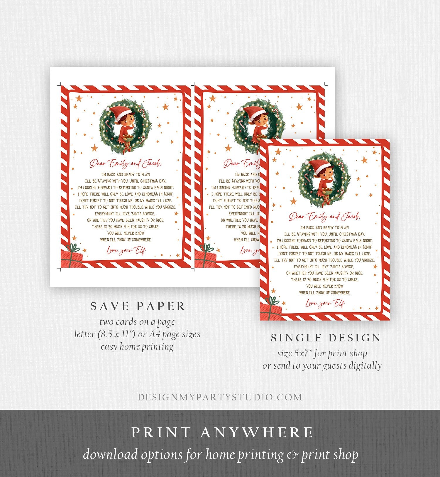 Editable Greetings Elf Arrival Letter Return Letter Christmas Elf I'm Back Elf Welcome Hello Letter From Your Elf Printable Template 0481