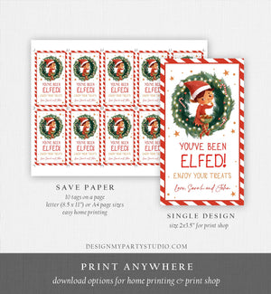 Editable You've Been Elfed Christmas Thank You Favor Tag Cookie Gift Teacher Santa Claus Jingle Elf Holiday Printable Template 0443 0481