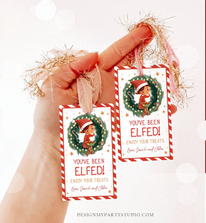 Editable You've Been Elfed Christmas Thank You Favor Tag Cookie Gift Teacher Santa Claus Jingle Elf Holiday Printable Template 0443 0481