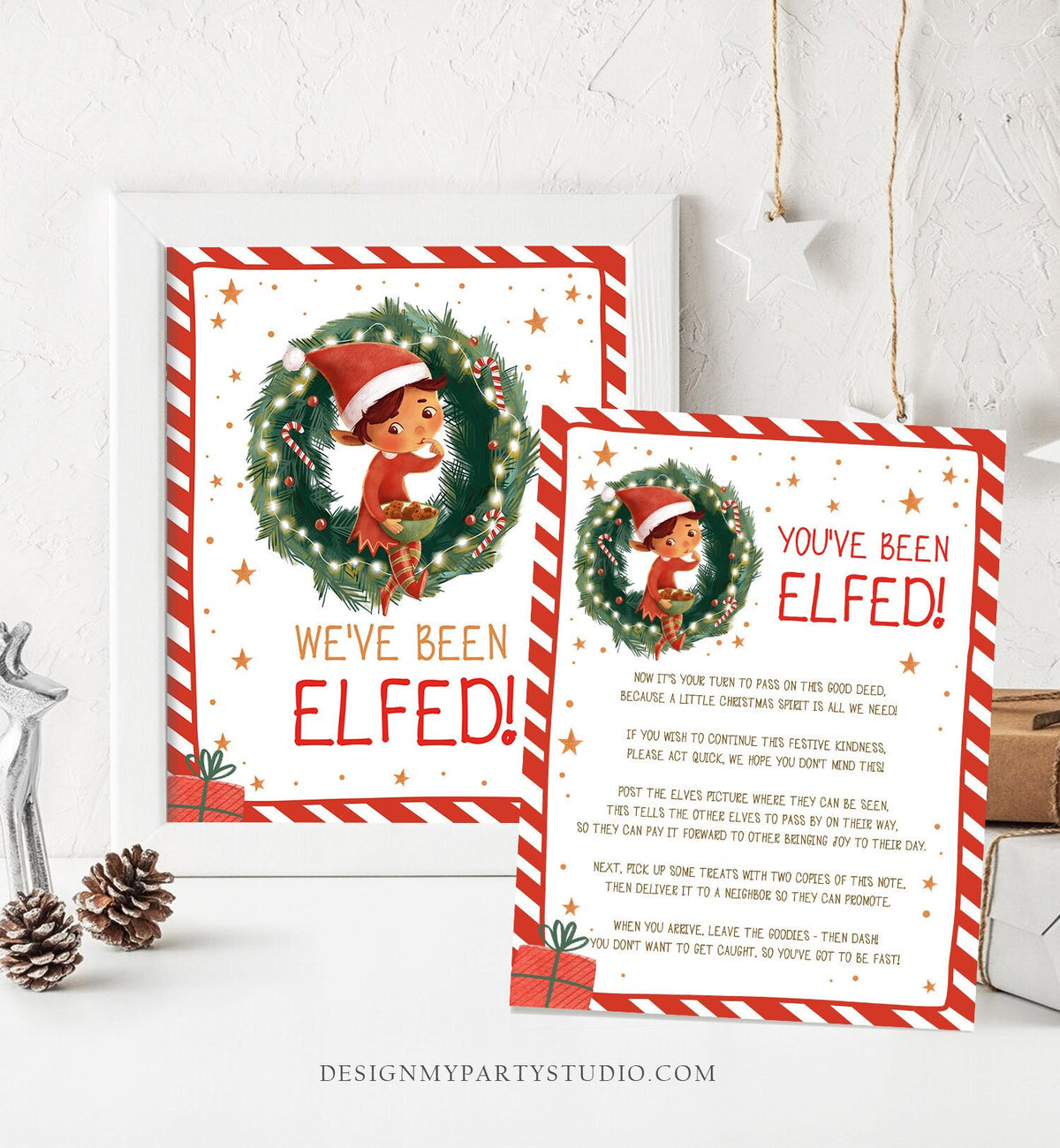 Editable You&#39;ve Been Elfed Christmas Game We&#39;ve Been Elfed Christmas Elf Elfed Sign Instructions Treat Holiday Printable Template 0481