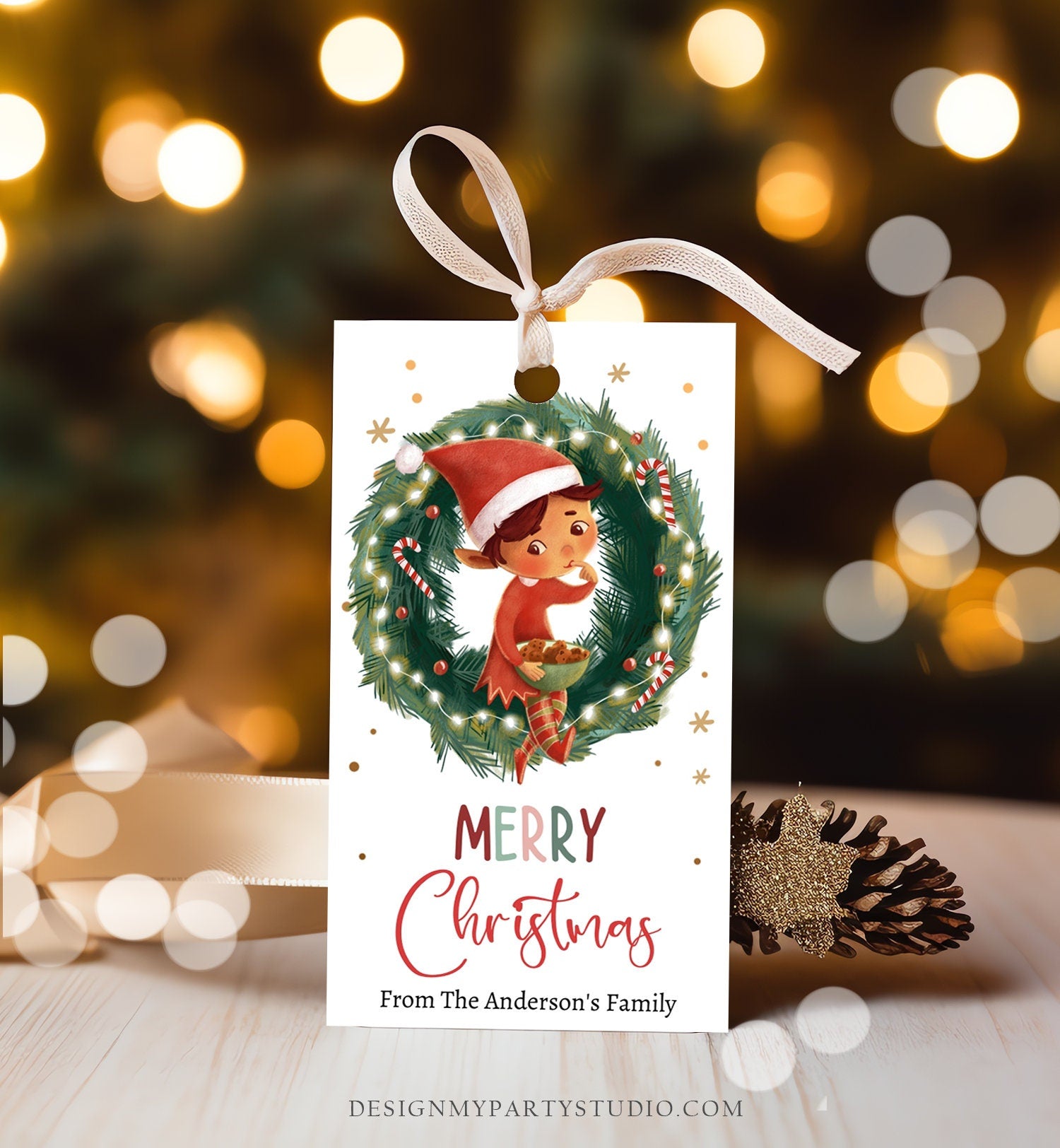Editable Christmas Gift Tags Holiday Favor Tags Merry Christmas Holiday Tags Holiday Tags Cookie Tag Elf Download Printable Corjl 0443 0481