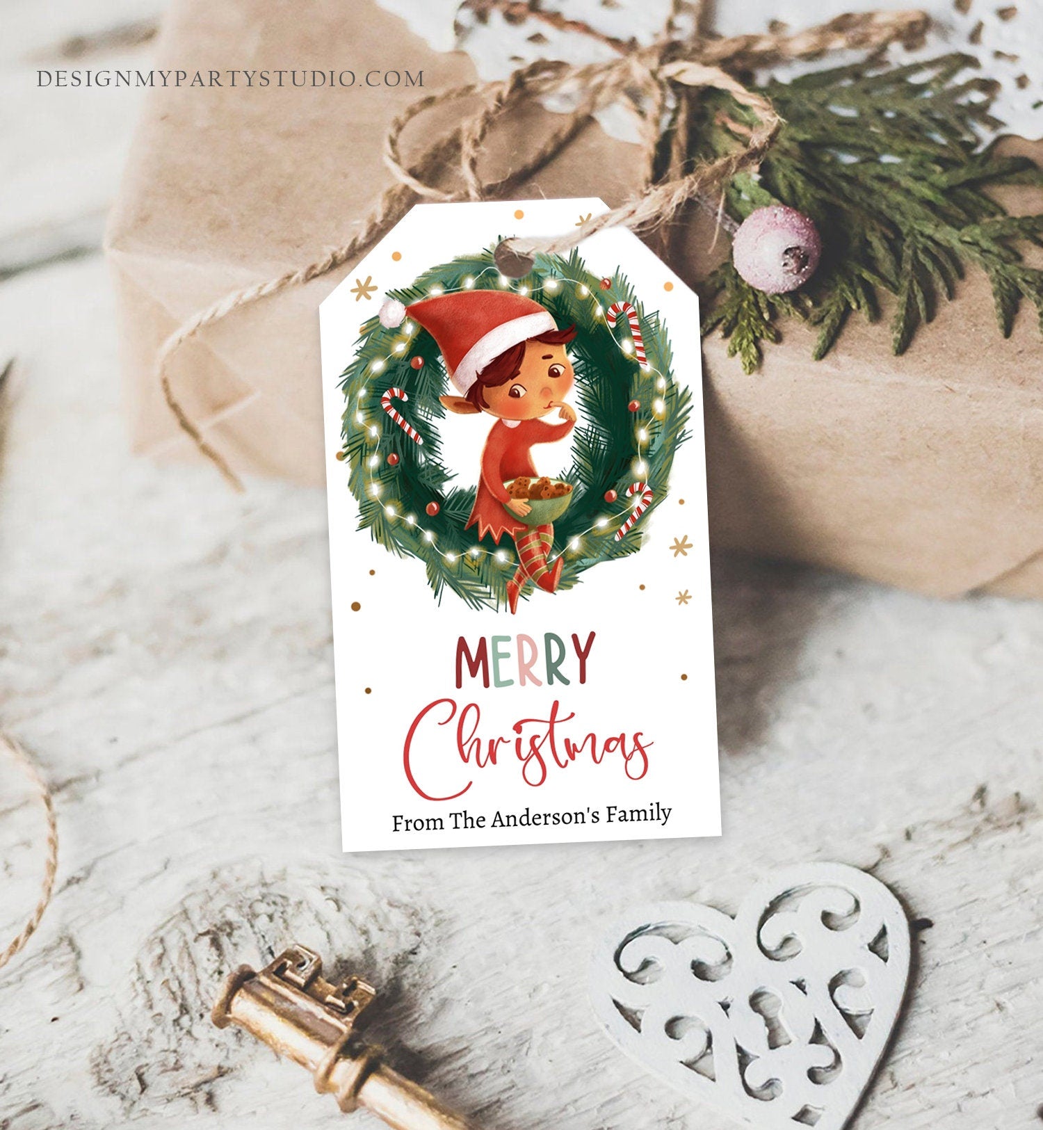 Editable Christmas Gift Tags Holiday Favor Tags Merry Christmas Holiday Tags Holiday Tags Cookie Tag Elf Download Printable Corjl 0443 0481