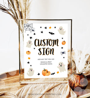 Editable Custom Halloween Sign Baby Shower Pink Ghost Spooky Spooktacular Birthday Neutral Table Sign 8x10 Corjl Template Printable 0418
