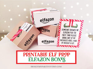 Printable Christmas Elf Prop Miniature Elfazone Boxes Package Instant Download Elf Props Activities Accessory Elf Doll Funny Elf Letters DIY