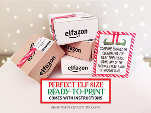 Printable Christmas Elf Prop Miniature Elfazone Boxes Package Instant Download Elf Props Activities Accessory Elf Doll Funny Elf Letters DIY