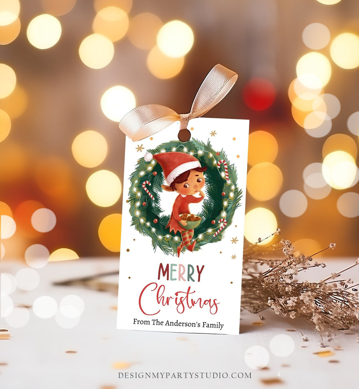 Editable Christmas Gift Tags Holiday Favor Tags Merry Christmas Holiday Tags Holiday Tags Cookie Tag Elf Download Printable Corjl 0443 0481