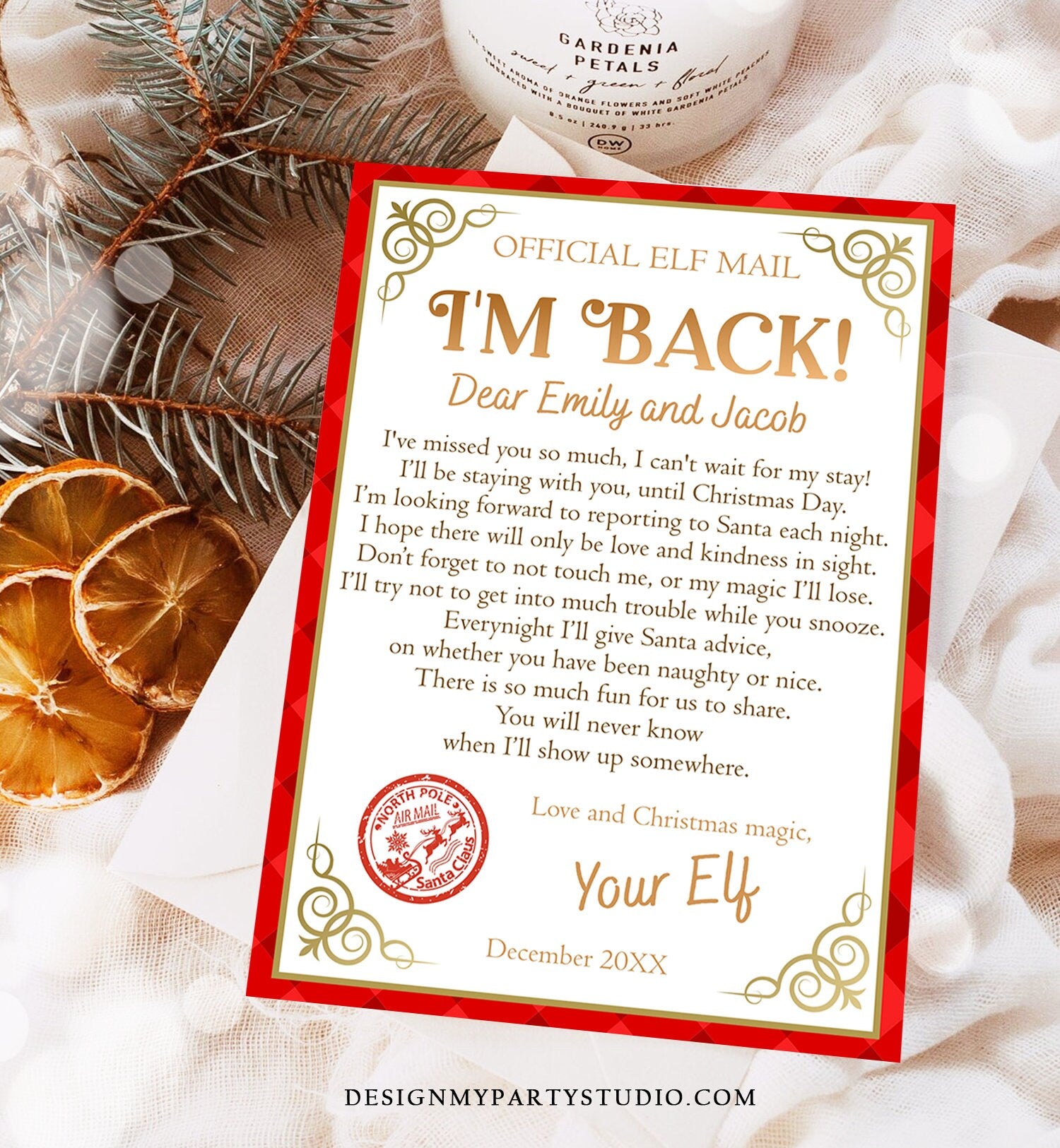 Editable Elf Arrival Letter Return Letter Christmas Elf I'm Back Elf Welcome Goodbye Farewell Elf Letters Digital Printable Template 0497