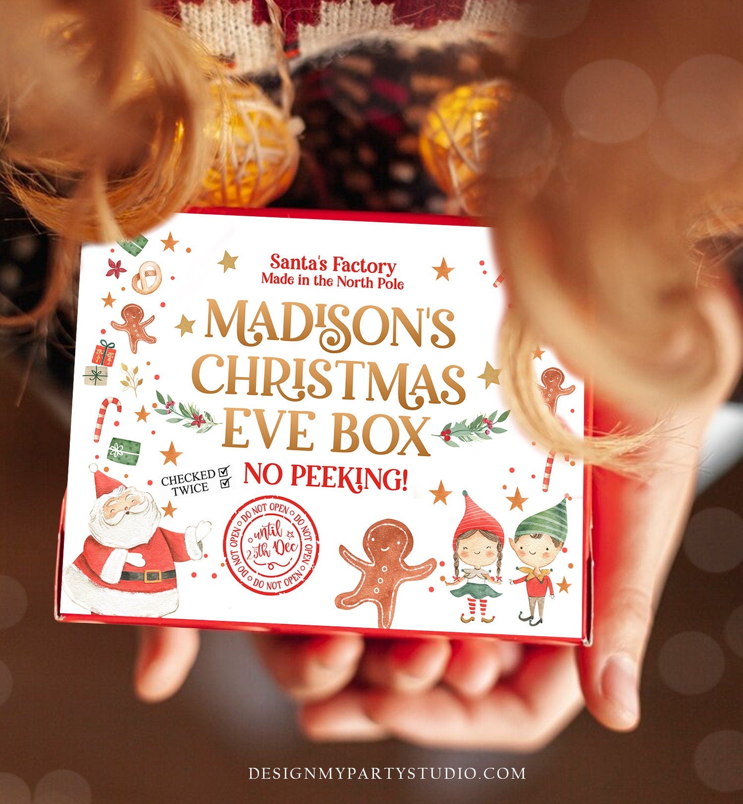 Editable Christmas Eve Box Label Personalized Christmas Eve Box Special Delivery Night Before Tradition Children Printable Template 0358