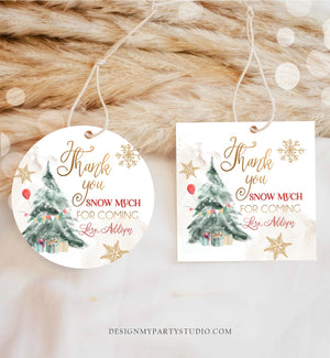 Editable Winter Tree Thank You Tag Winter Onederland Neutral Red Gold Christmas Thank You Snow Much Birthday Gift Corjl Printable 0363
