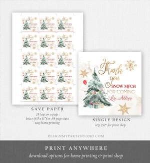 Editable Winter Tree Thank You Tag Winter Onederland Neutral Red Gold Christmas Thank You Snow Much Birthday Gift Corjl Printable 0363