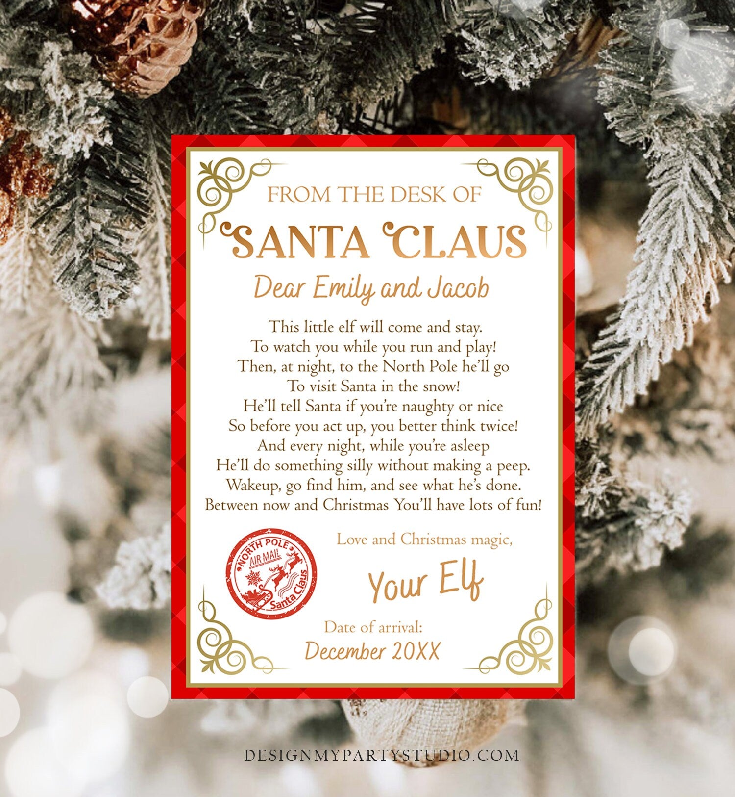 Editable First Time Elf Arrival Letter Return Letter Christmas Elf I'm Back Elf Welcome Christmas Elf Santa Claus Printable Template 0497